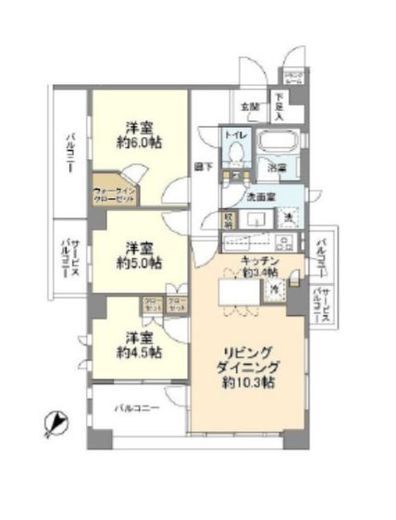 クレヴィア東雪谷 4階 間取り図