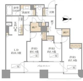 センチュリーパークタワー 6階 間取り図