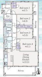 グランフォート元住吉 2階 間取り図