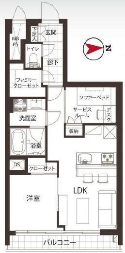 近鉄ハイツ新宿 5階 間取り図