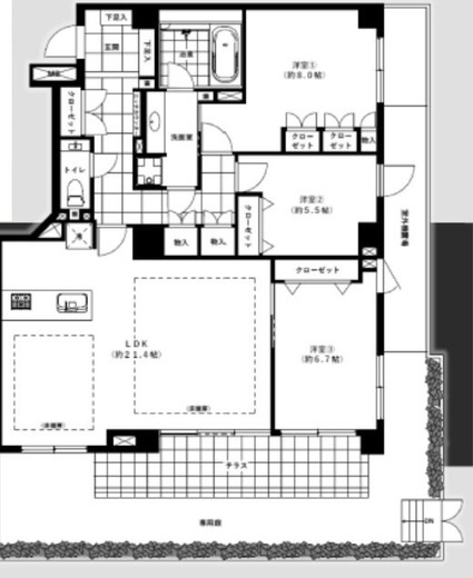 東急ドエルプレステージ代沢 1階 間取り図