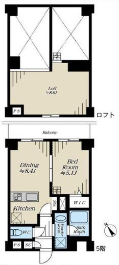 日神パレステージ本駒込 5階 間取り図