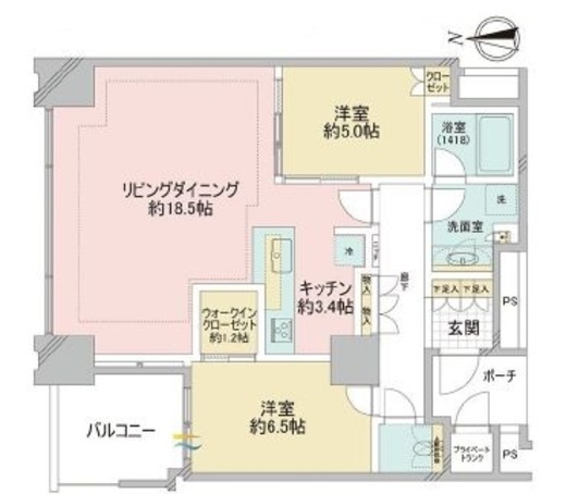 レジディア白金高輪 15階 間取り図