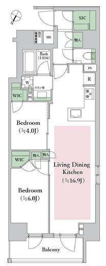 レジディアタワー中目黒 4階 間取り図