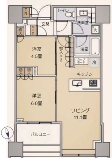 フルール田町 26階 間取り図