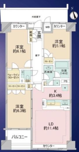 芝浦スクエアハイツ 3階 間取り図