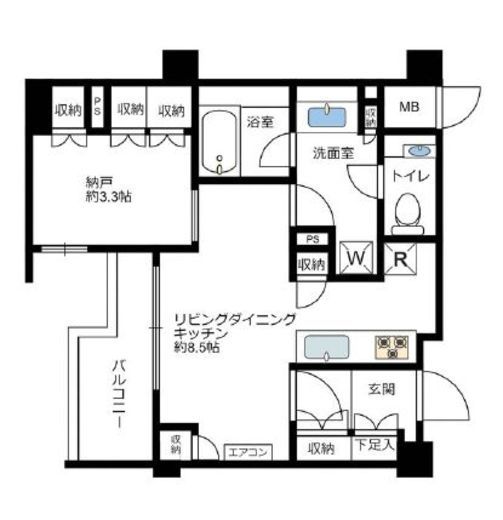 レジディア月島2 1階 間取り図