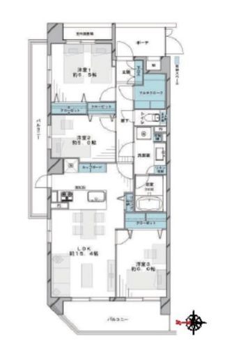隅田川パーク・ホームズ 6階 間取り図