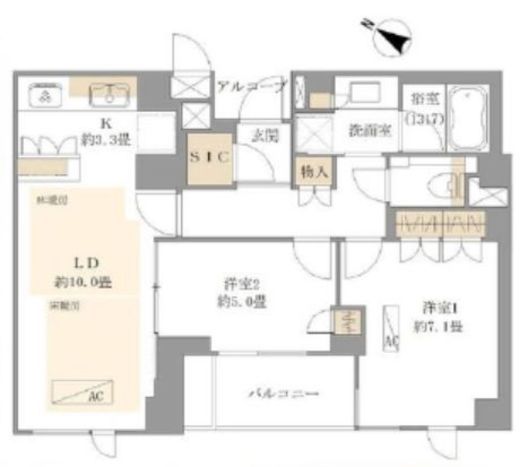 パークキューブ神田 2階 間取り図