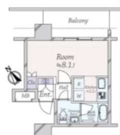 デュオフラッツ赤坂 15階 間取り図