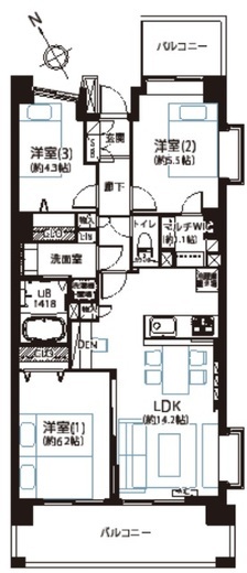 シスナブ池袋本町 17階 間取り図