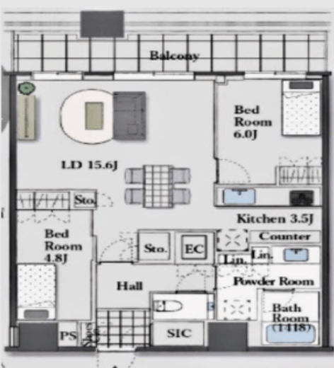 勝どきザ・タワー 29階 間取り図