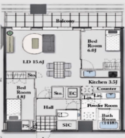 勝どきザ・タワー 29階 間取り図