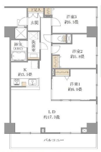 レジディア三軒茶屋 2階 間取り図