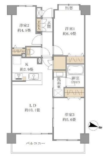 サンヴェール後楽園 3階 間取り図