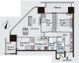 プライマル新宿若松町 15階 間取り図