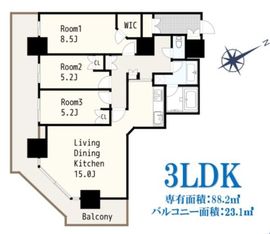 リエトコート武蔵小杉イーストタワー 24階 間取り図