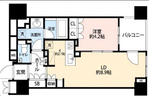 赤坂タワーレジデンス トップオブザヒル 9階 間取り図