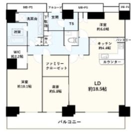 Wコンフォートタワーズ EAST 44階 間取り図