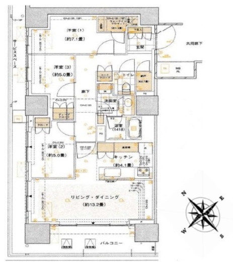 HARUMI FLAG SUN VILLAGE (晴海フラッグ サンヴィレッジ) 5階 間取り図