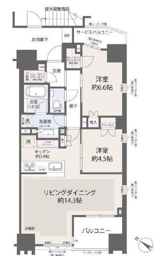 カスタリア東日本橋2 13階 間取り図
