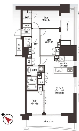 HARUMI FLAG PARK VILLAGE (晴海フラッグ パークヴィレッジ) 17階 間取り図