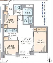 パークノヴァ目黒不動前 4階 間取り図