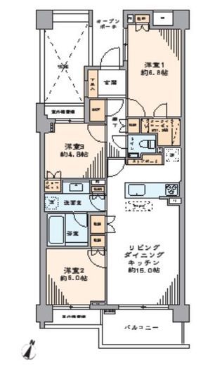 プラウド市ヶ谷南町 2階 間取り図