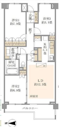 六本木ヒルズレジデンス D棟 2階 間取り図