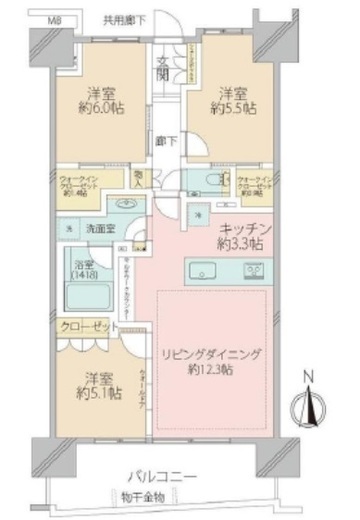 代官山BLESS鉢山 3階 間取り図