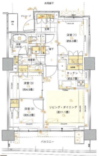 代官山BLESS鉢山 11階 間取り図