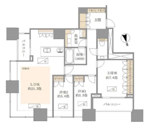 ブランズ麻布狸穴町 33階 間取り図