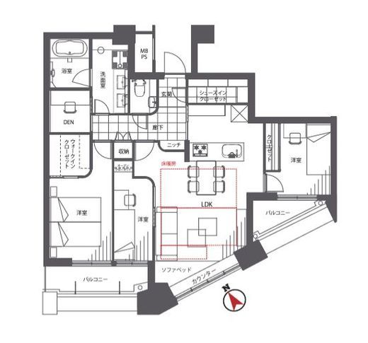 中目黒アトラスタワー 36階 間取り図