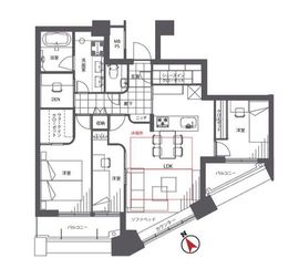 中目黒アトラスタワー 36階 間取り図