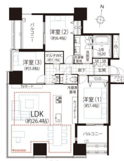 プレール・ドゥーク中目黒 20階 間取り図