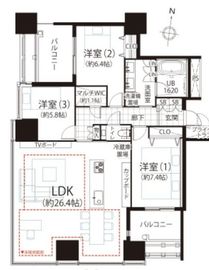 プレール・ドゥーク中目黒 20階 間取り図
