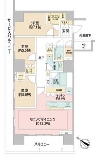 HARUMI FLAG SUN VILLAGE (晴海フラッグ サンヴィレッジ) 11階 間取り図