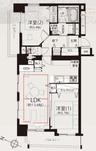 アトラスアベニュー文京大塚 13階 間取り図