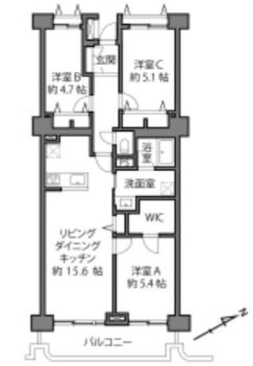 加賀ガーデンハイツ 12階 間取り図