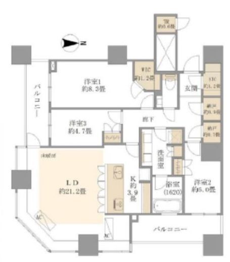 パークアクシス御成門 42階 間取り図