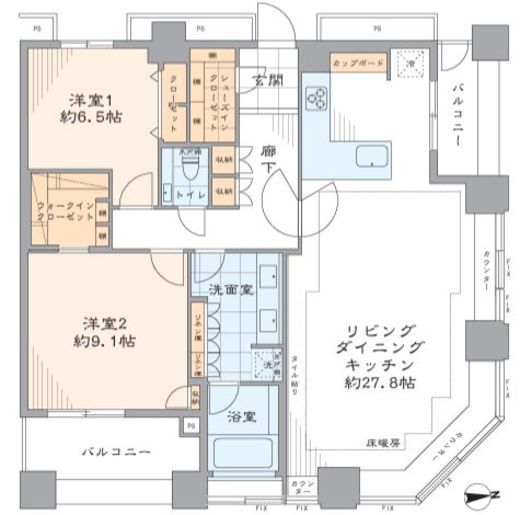 コンフォリア駒場 34階 間取り図