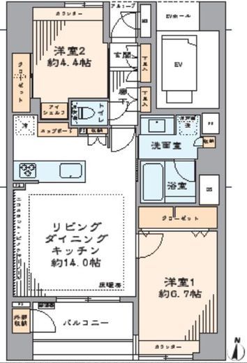 グランハイツ代々木 9階 間取り図
