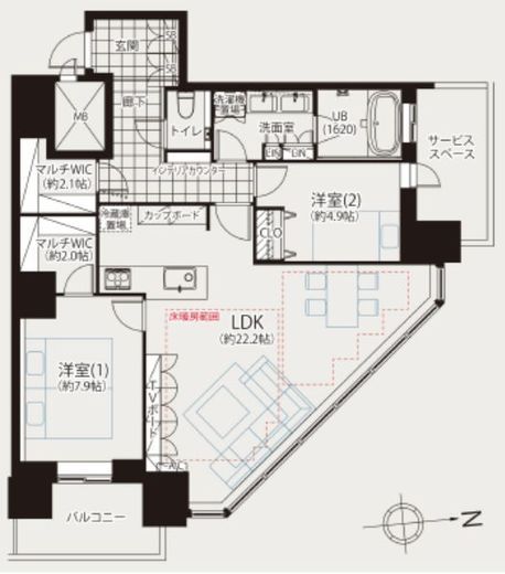 LaSante五反田 28階 間取り図