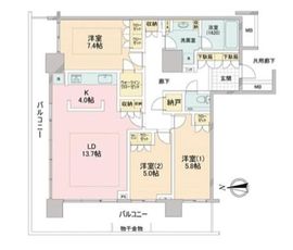 ザ・リバープレイスウエストタワー 3階 間取り図