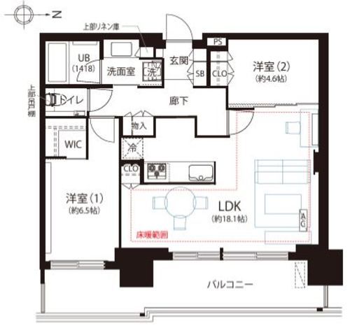 品川イーストシティタワー 15階 間取り図