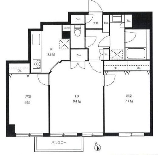 日神パレステージ西麻布 14階 間取り図