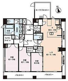 パークハウス市谷二十騎町 5階 間取り図