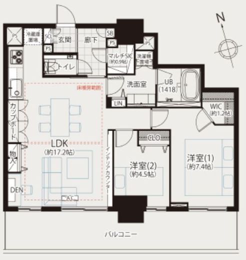 エスティメゾン麻布永坂 26階 間取り図