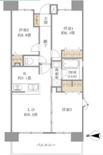 ライオンズステージ大島ウエストアクエア 9階 間取り図