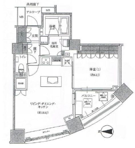 パークハウスオー・タワー 3階 間取り図
